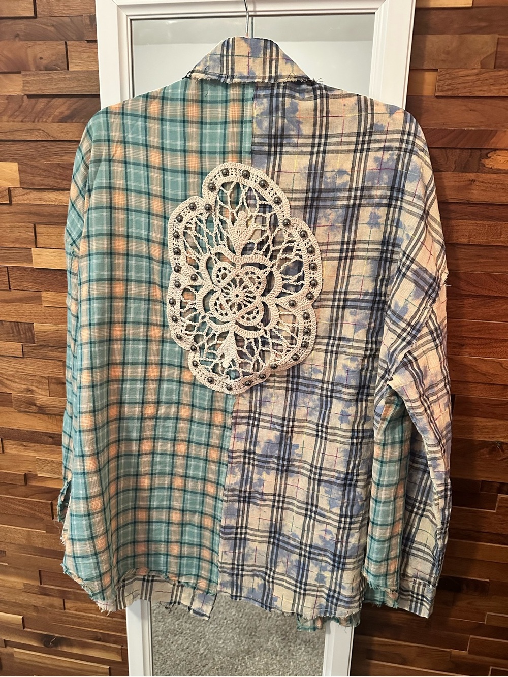 EUC๐คPOL Plaid Button Crochet Jacket Shirt Small Oversized
